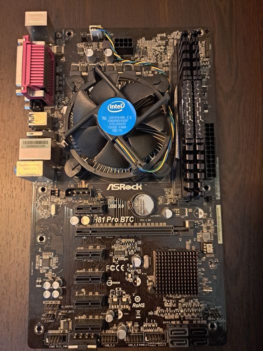 Дънна платка AS Rock H81 pro BTC DDR 3 + процесор intel i5 4670k + 2x