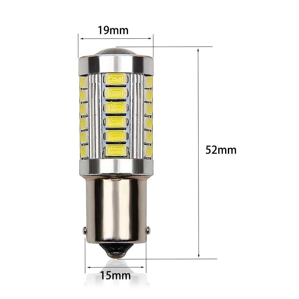 LED Лед Крушки 33 SMD С Лупа BA15S 1156 (P21W) BAU15S 1156 (PY21W) 12V