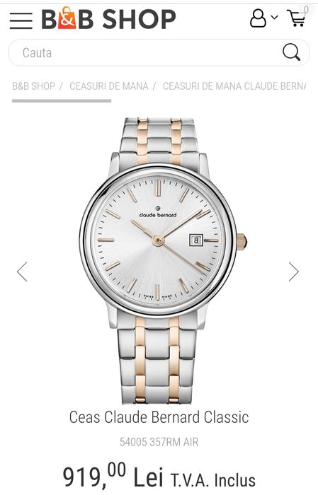 Claude Bernard - ceas de damă elvețian safir cristal