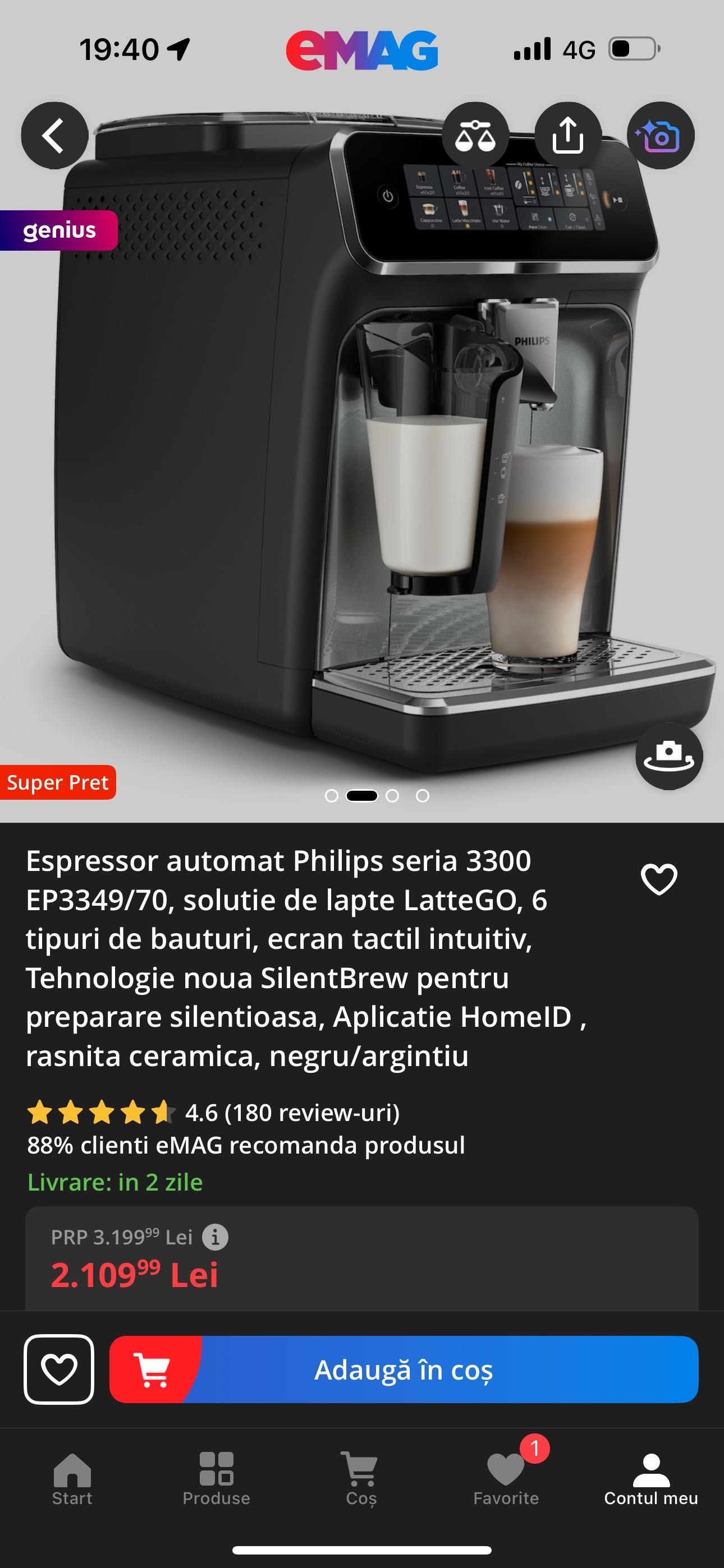 Espressor automat Philips seria 3300 EP3349/70