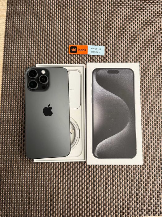 КАТО НОВ! iPhone 15 Pro MAX Лизинг от 50лв/м Black Titanium 256Gb
