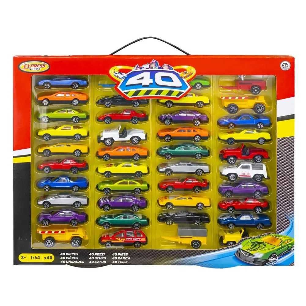 Set 40 masinute in tub de plastic, 1:64, Multicolor, NOU Pret 99 Lei