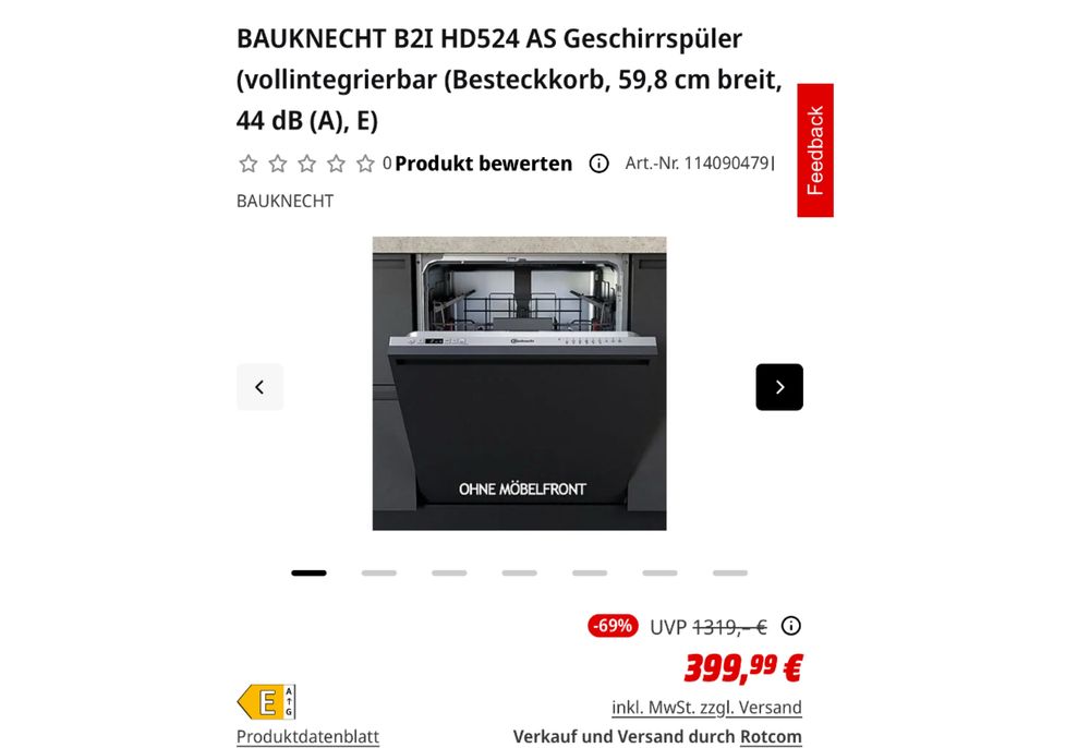 Mașină de spălat vase încorporabilă Bauknecht B2I HD524 AS