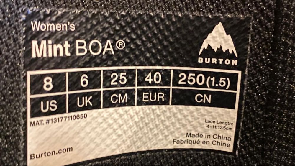 Boots Snowboard Burton Mint BOA, US 8/ EUR 40