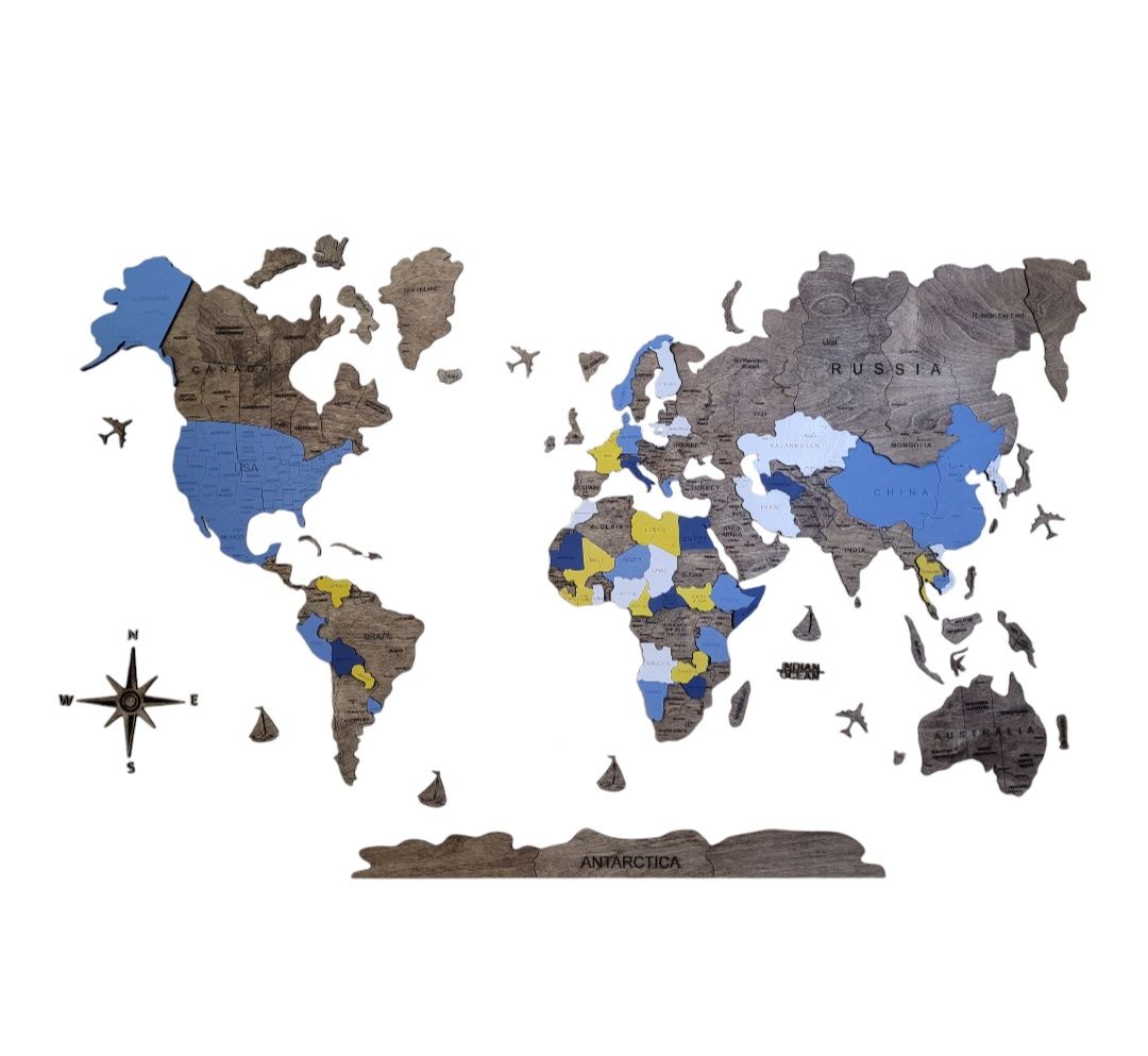 Карта мира с подсветкой и без
