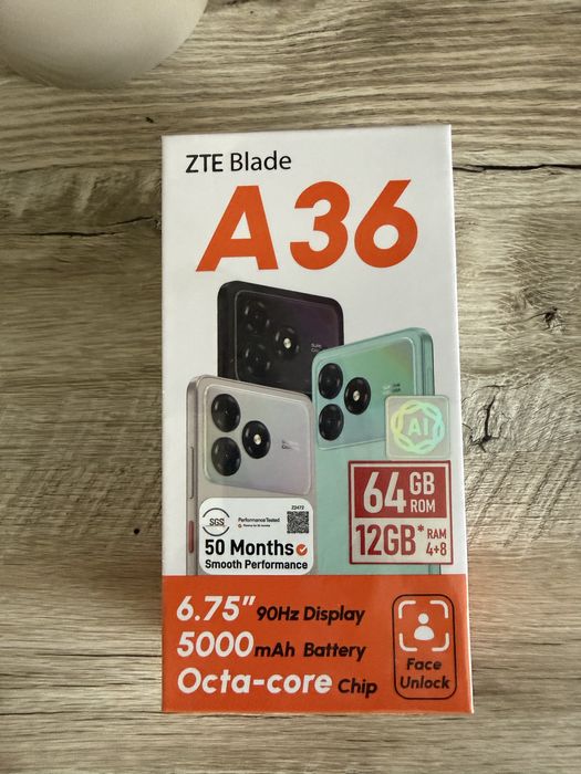 Смартфон ZTE A36 4 ГБ/64 ГБ черный