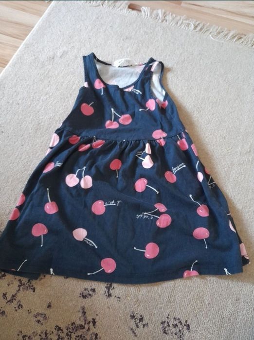 Rochita rochie h&m fata fetita albastra cu cirese 3-4 ani 98 104