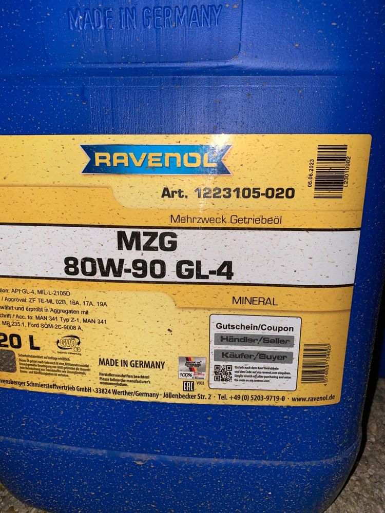 Ulei Ravenol MZG 80W-90 GL-4 20l