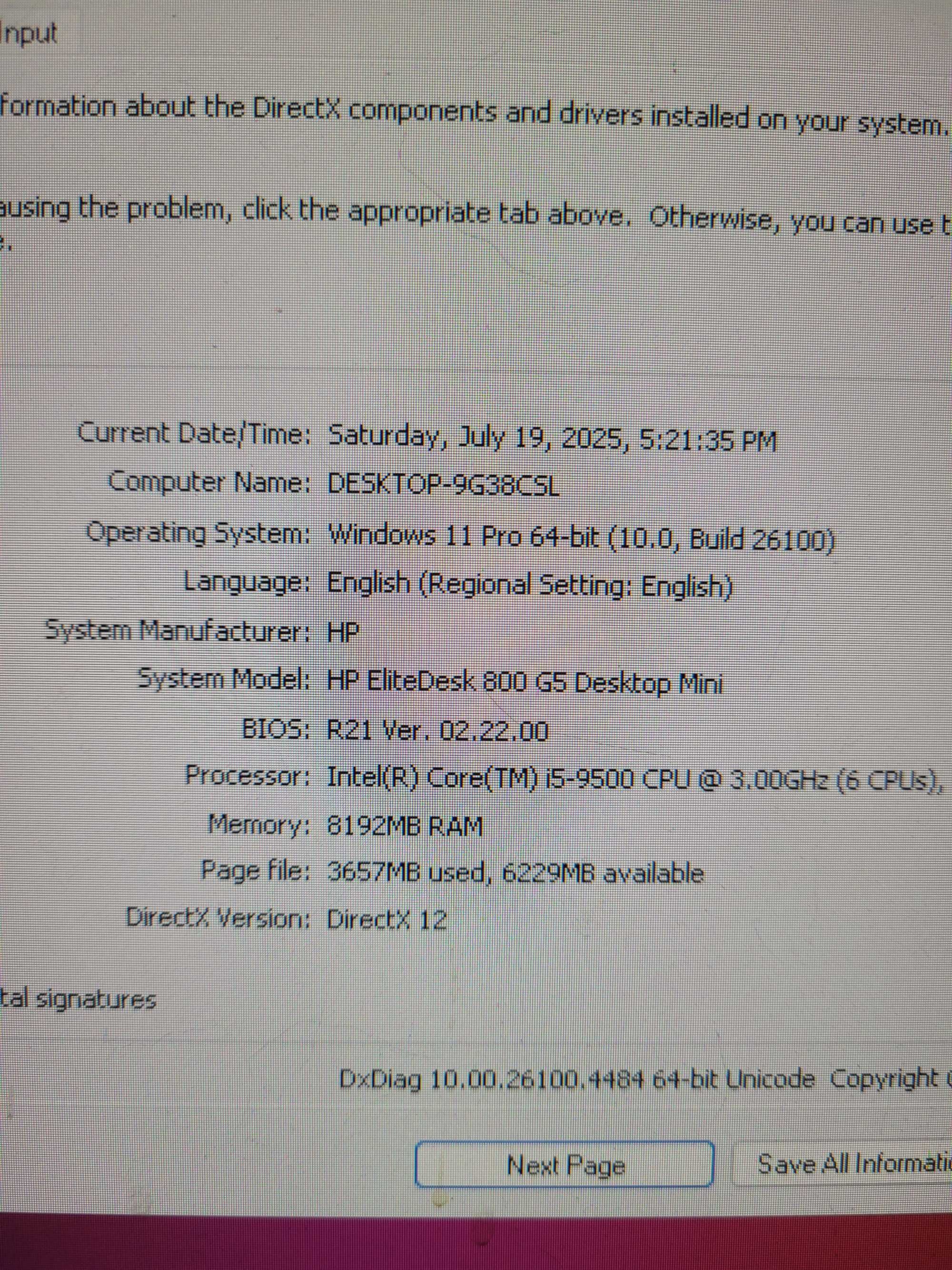 Mini PC HP Elitedesk 800 G5 i5-9500