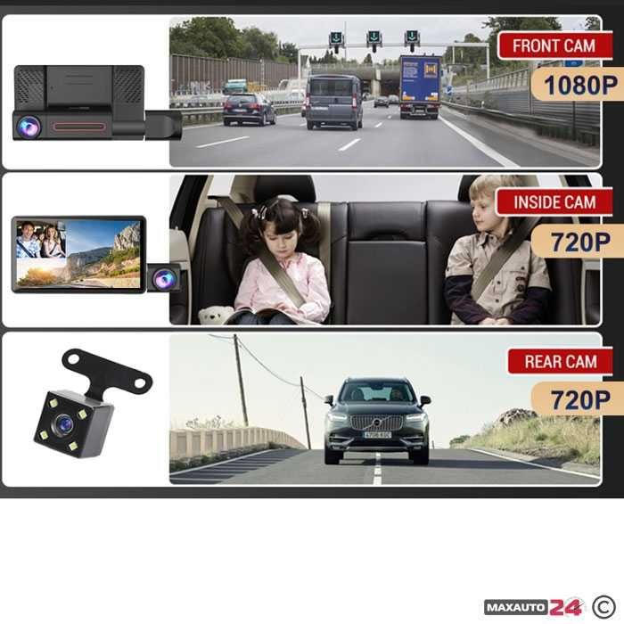 Camera DVR Frontala + interior + spate  Full HD de 4"