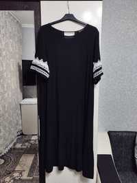 Чёрное штапельное платье