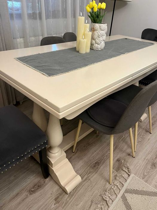 Masă extensibilă 12 persoane, lemn masiv
