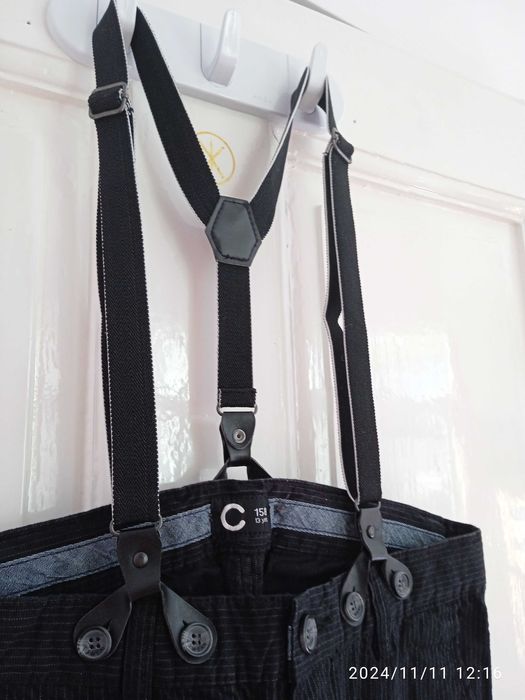 Панталон Нов С тиранти, черно с райе, момче 13г, 158см., Нов, 100% пам