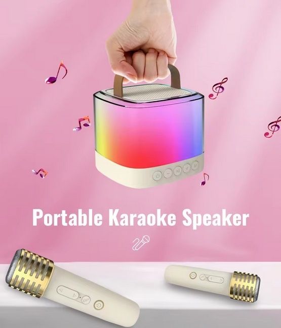 Boxa portabila cu 2 microfoane, Wireless,  Karaoke, pentru copii