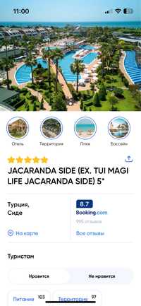 Продам туристический тур в Турцию, Сиде. Отель Jacaranda TUI Magic Lif
