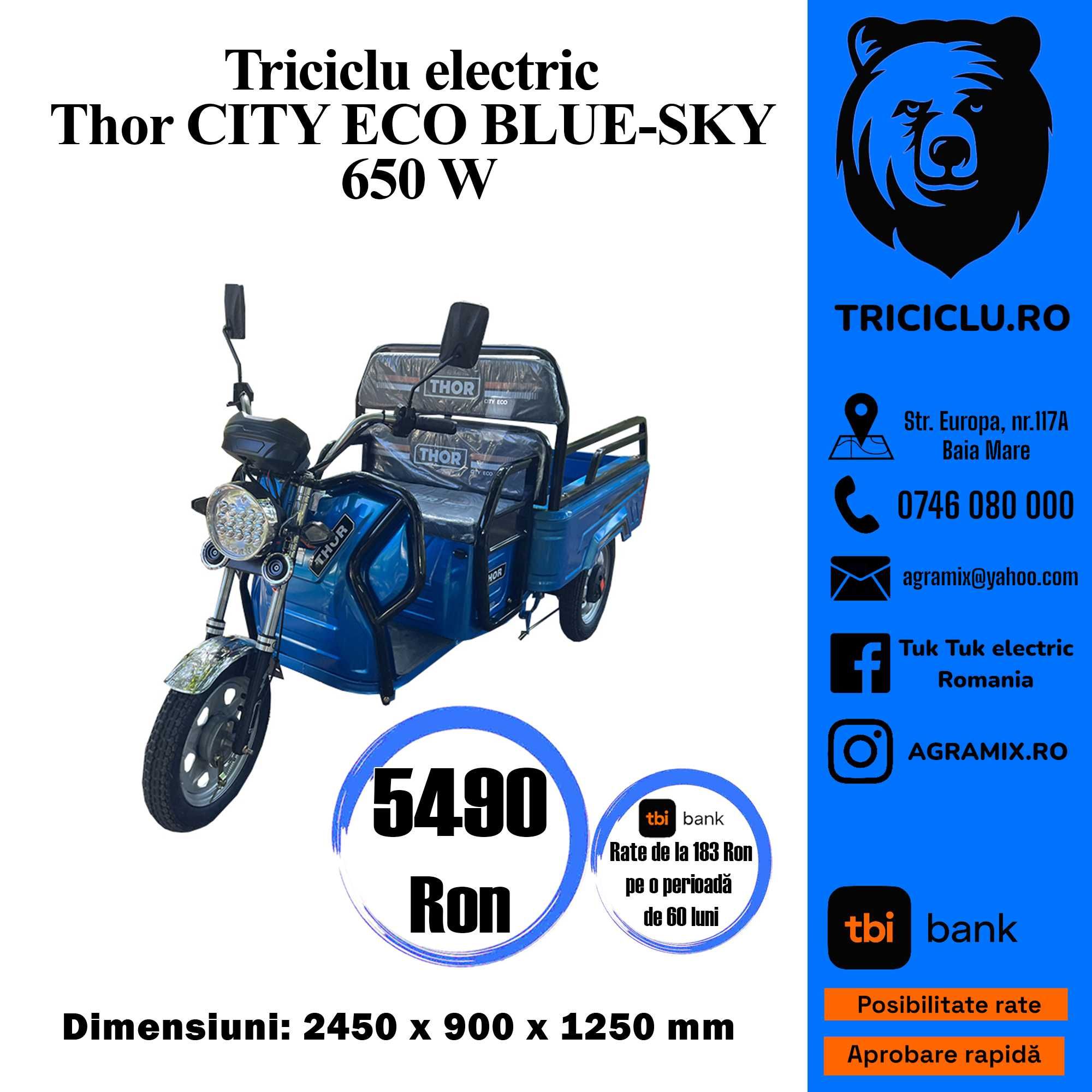Triciclu electric Thor CITY-ECO rosu,verde,turcoaz, albastru Agramix