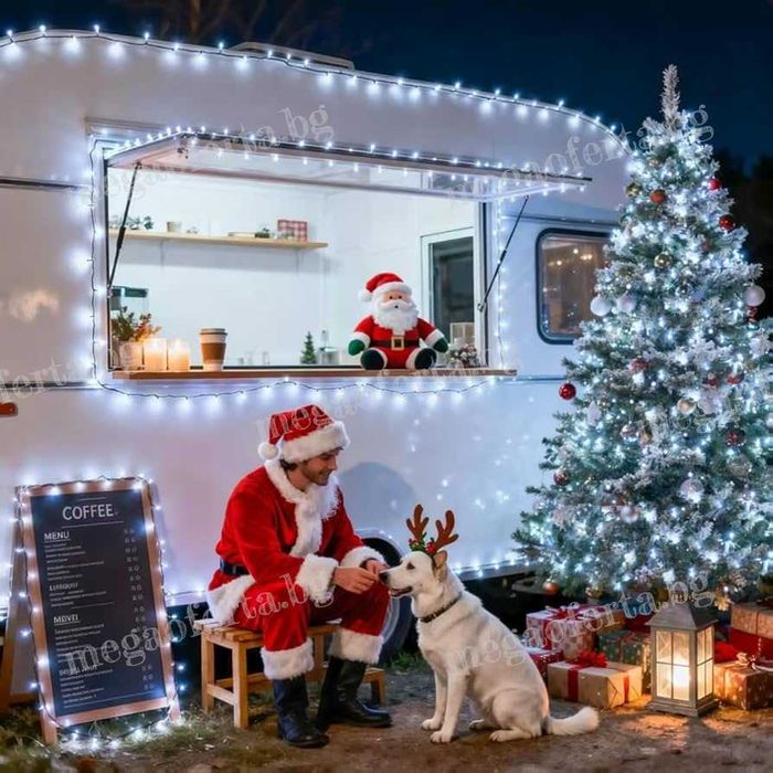 Коледни лампички 50м. с 250 Led диода в студена бяла светлина