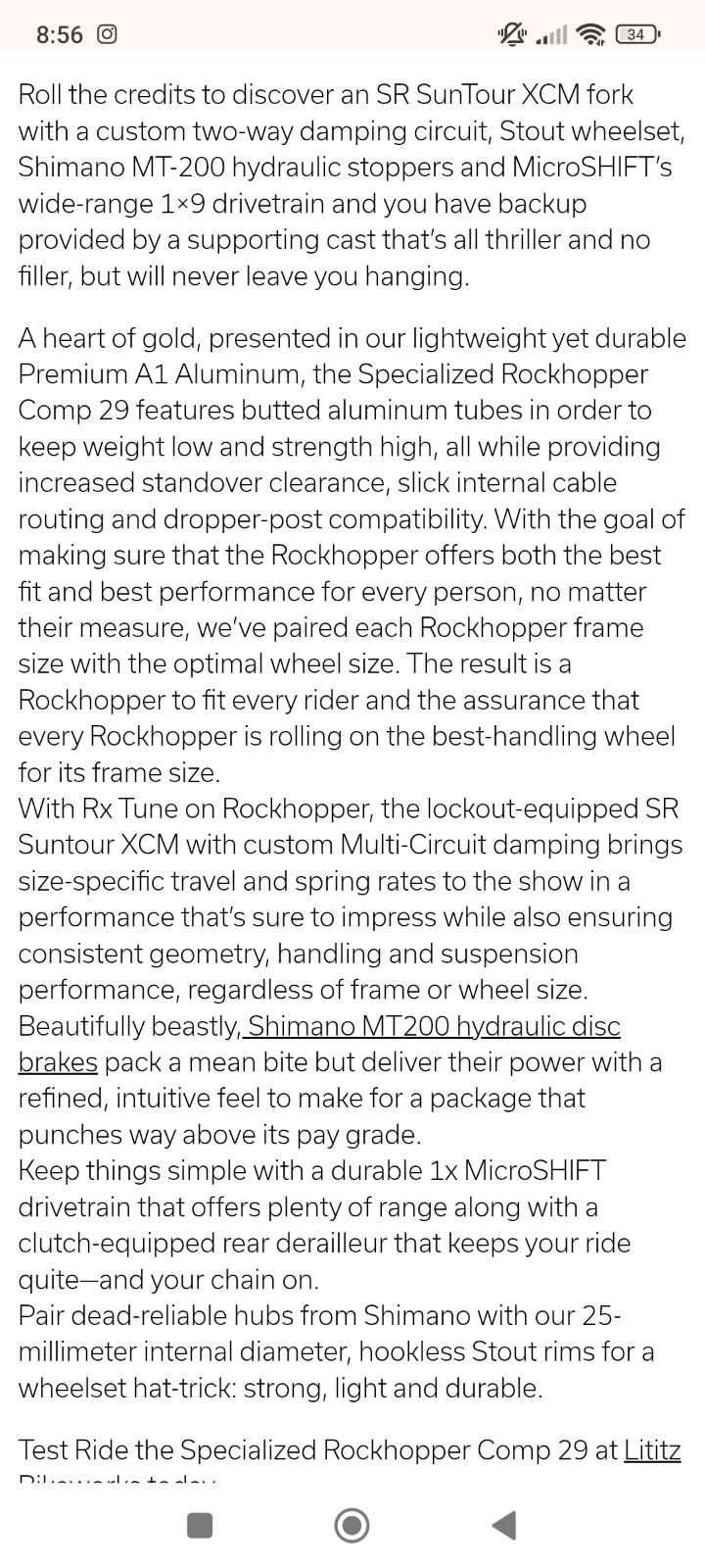 Велосипед 29 Specialized rockhopper , M размер