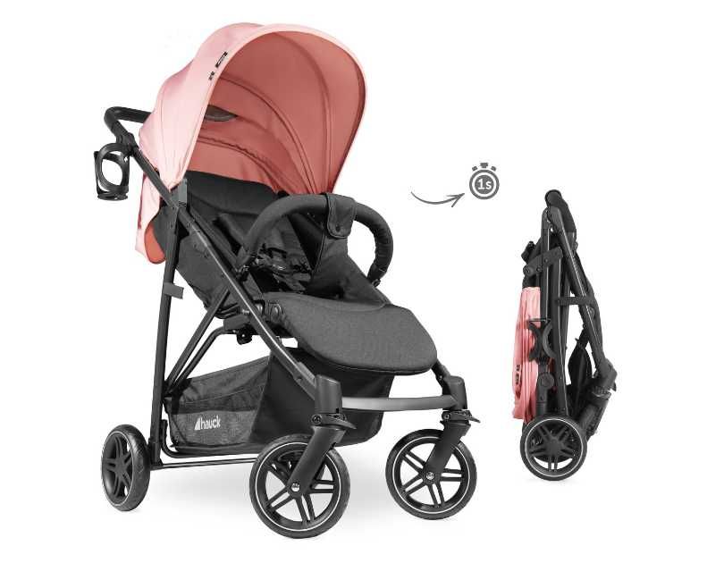 Carucior 3in1 Hauck Rapid 4R Plus Trioset Rose cu UPF 50+, Roz-Negru