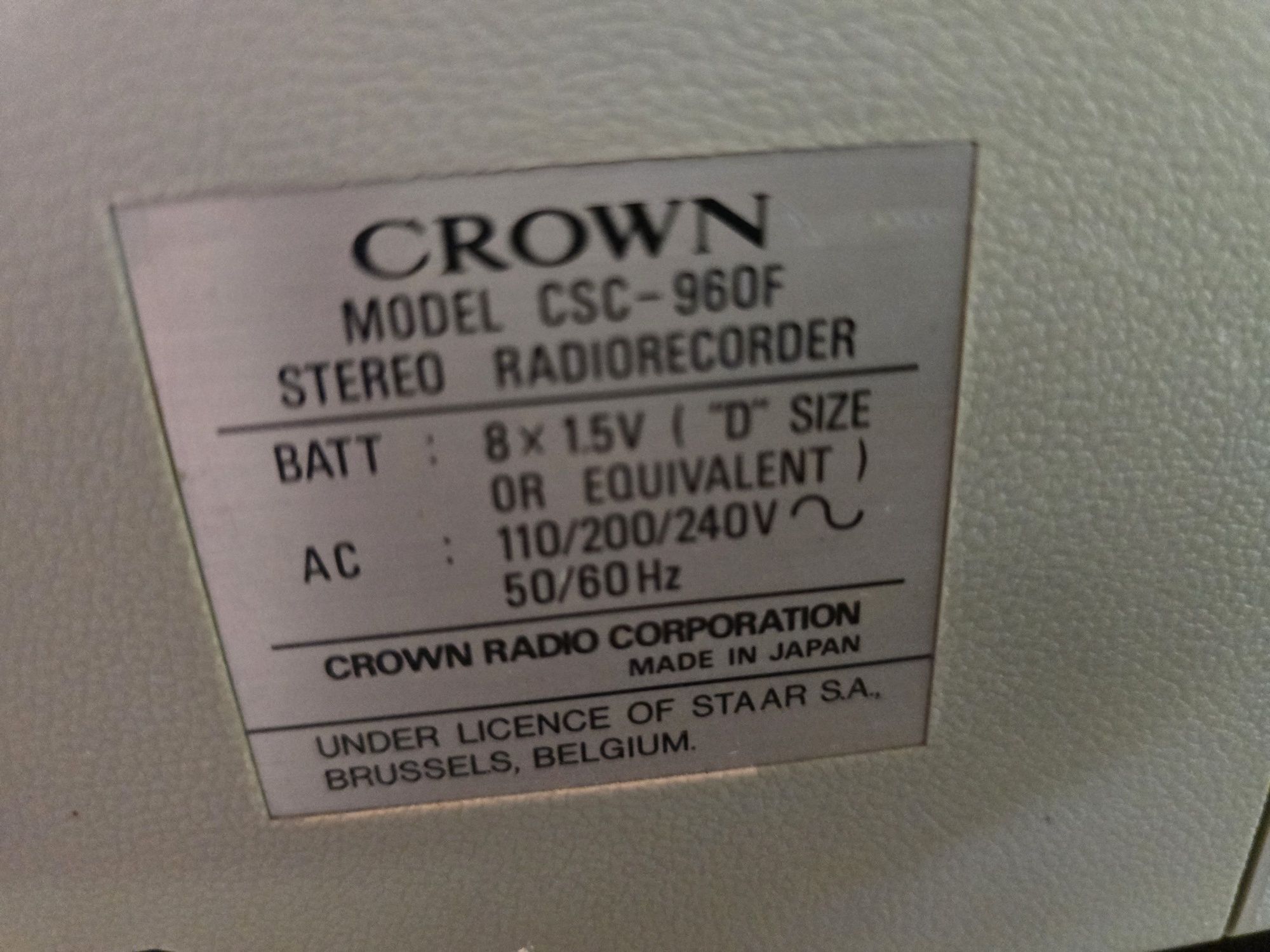 Касетофон Crwon csc 960 f
