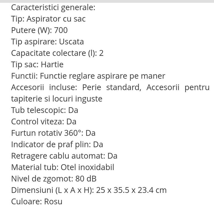 Aspirator compact DAEWOO cu sac permanent NOU - 195 Lei