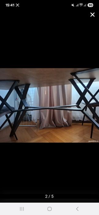 Masa living gri structură metalică 150x80