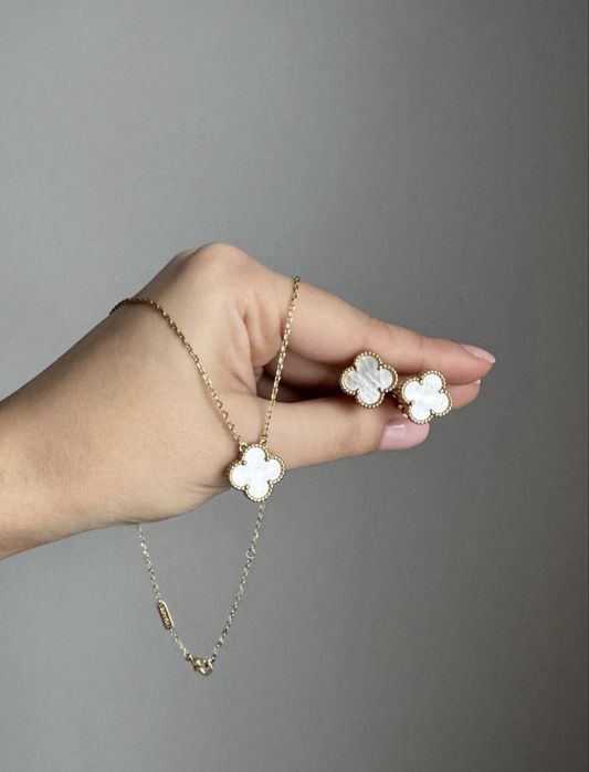 Позлатен комплект колие и обеци Van Cleef