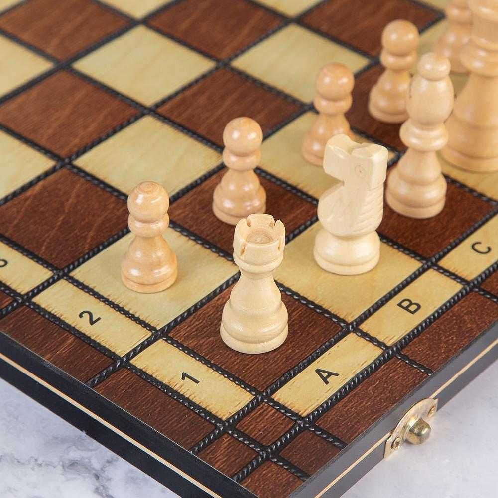Нов Дървен Шах / Табла /Дървени Фигури /Настолна Игра  - 30см
