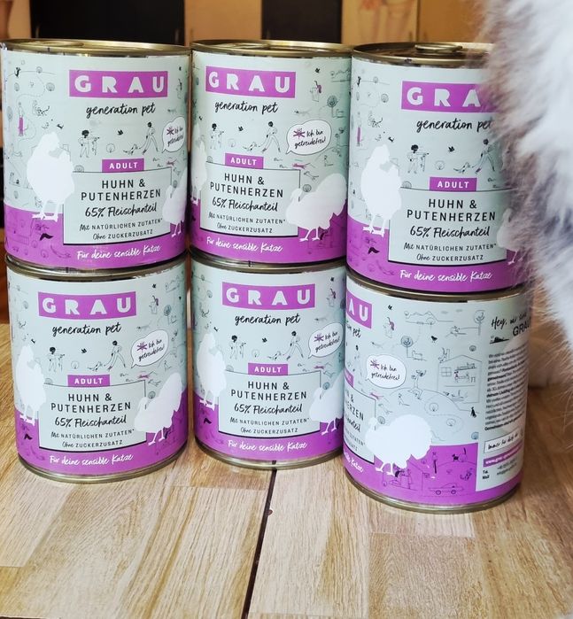 Mancare umeda pisici GRAU pui si vițel 6 cutii