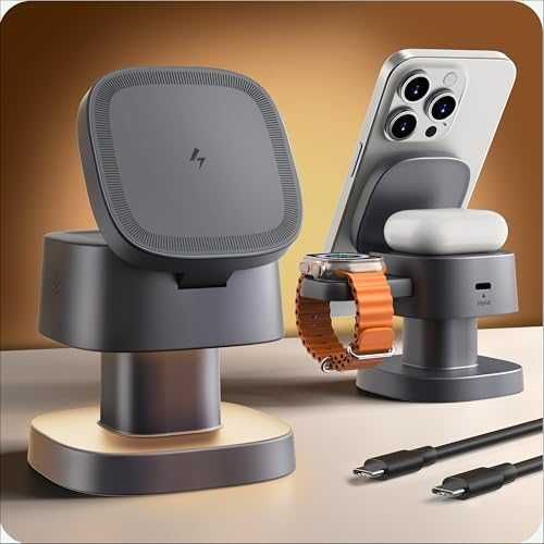 Нова стойка Сгъваемо 3 в 1 зарядно LED светлина за iPhone Apple Watch