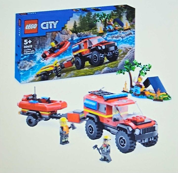 LEGO City - Camion 4x4 si barca de pompieri 60412, 301 piese