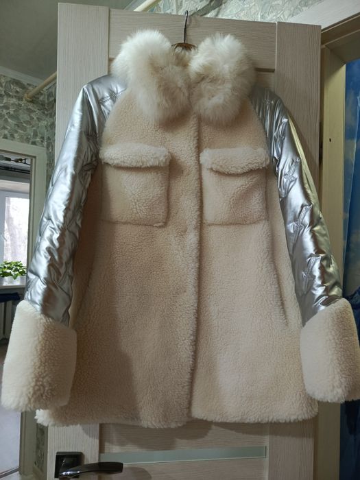 Женская зимняя одежда дубленчитая воротник натуральный мех