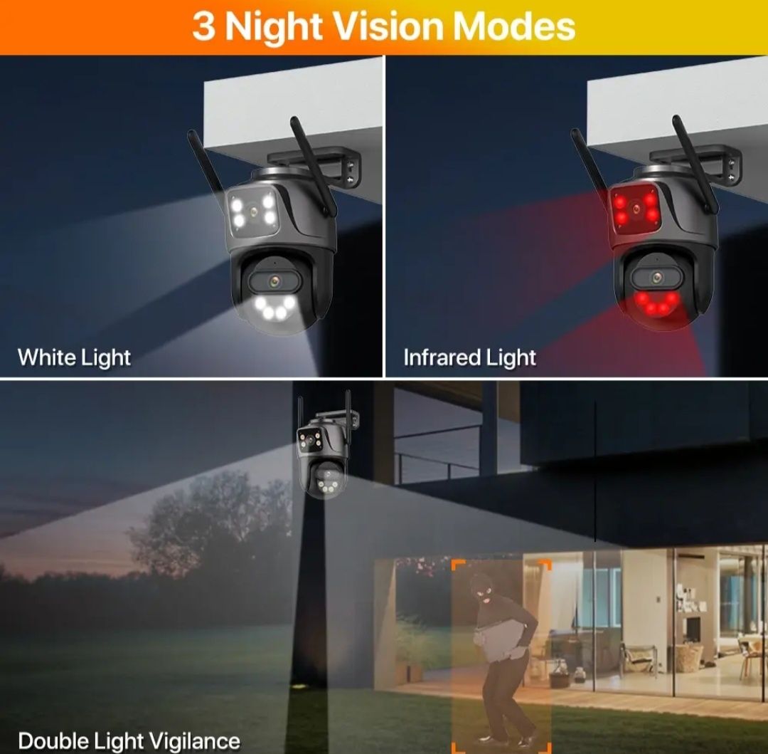 9MP 6K HD WiFi IP Camera Outdoor 8x Zoom
Three Lens Dual Screen PTZ Ca