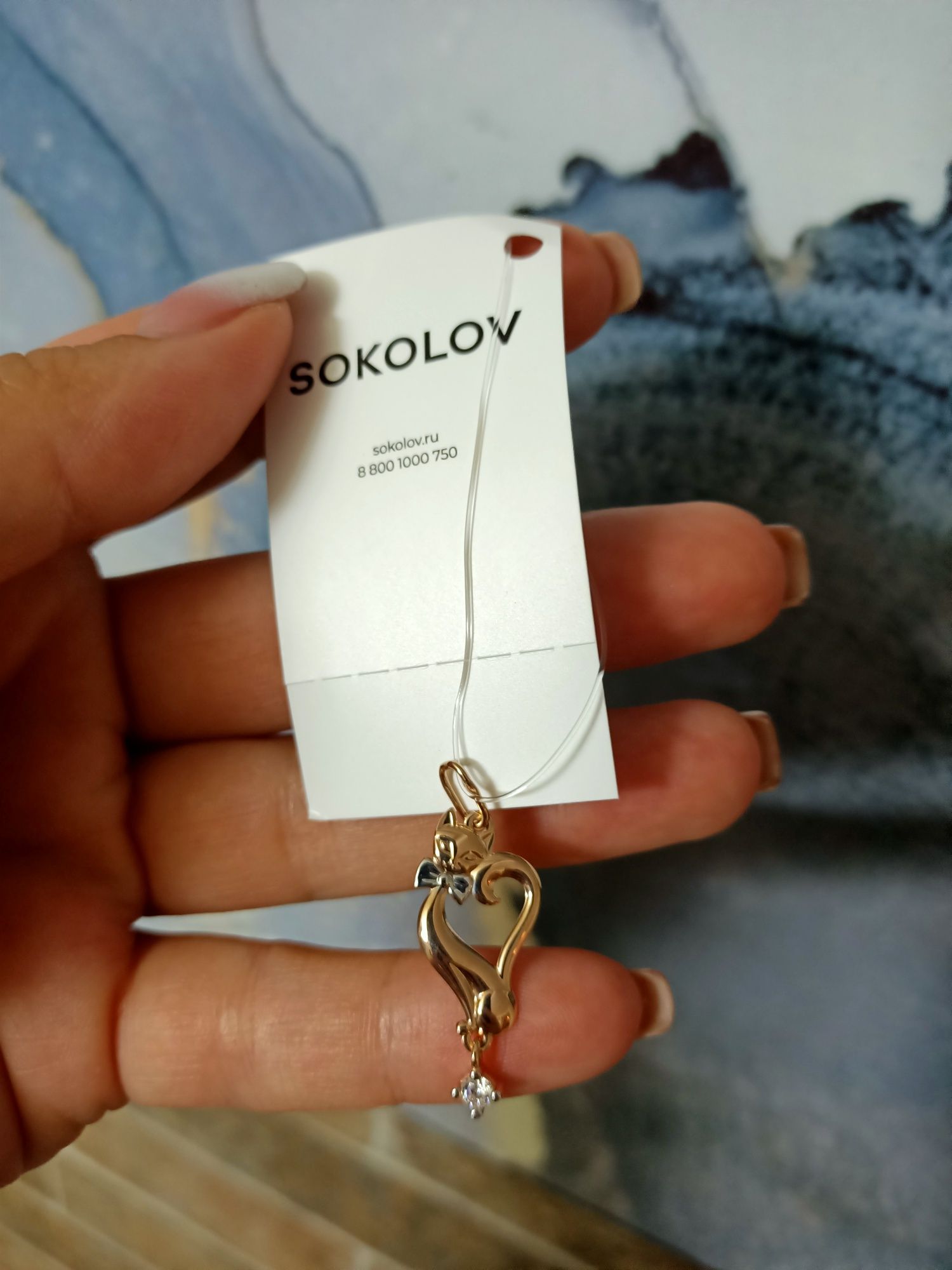 Новая золотая подвеска sokolov кулончик кошечка