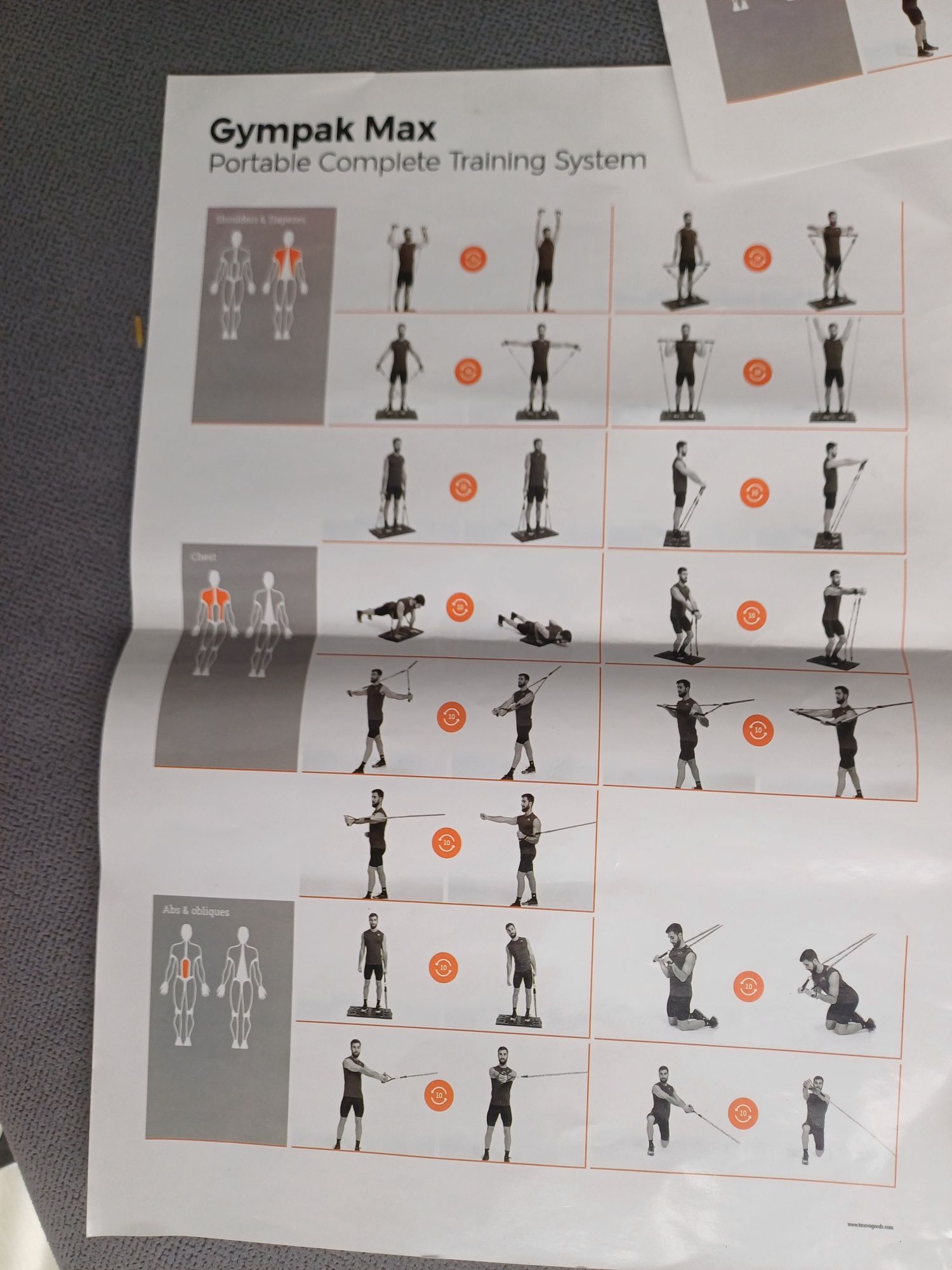 Fitness complet de antrenament portabil cu ghid de exerciții Gympak