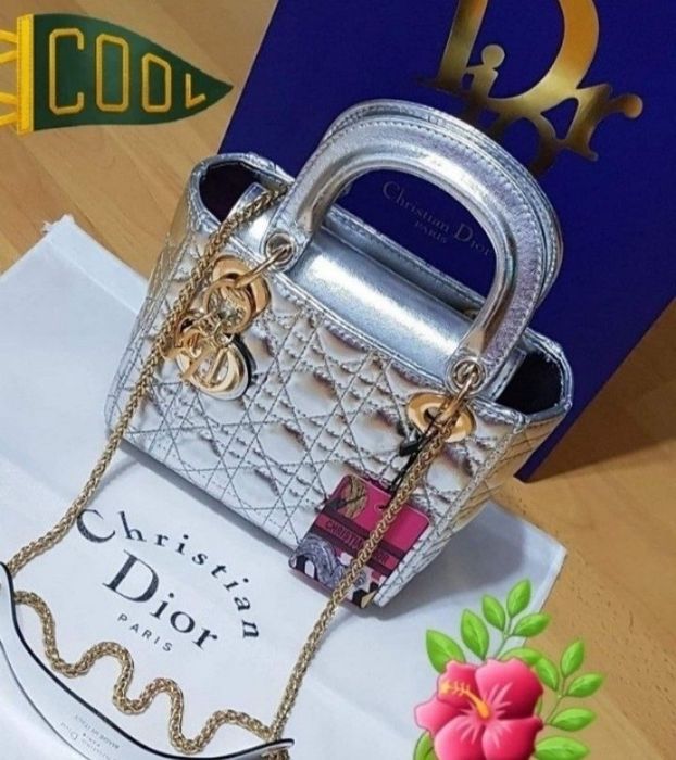 Geanta Dior Medium Silver,France,saculet, etichetă