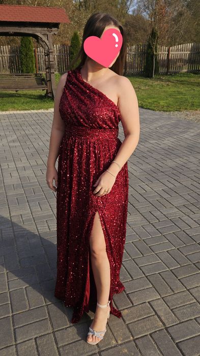 Rochie de seara burgundy cu paiete