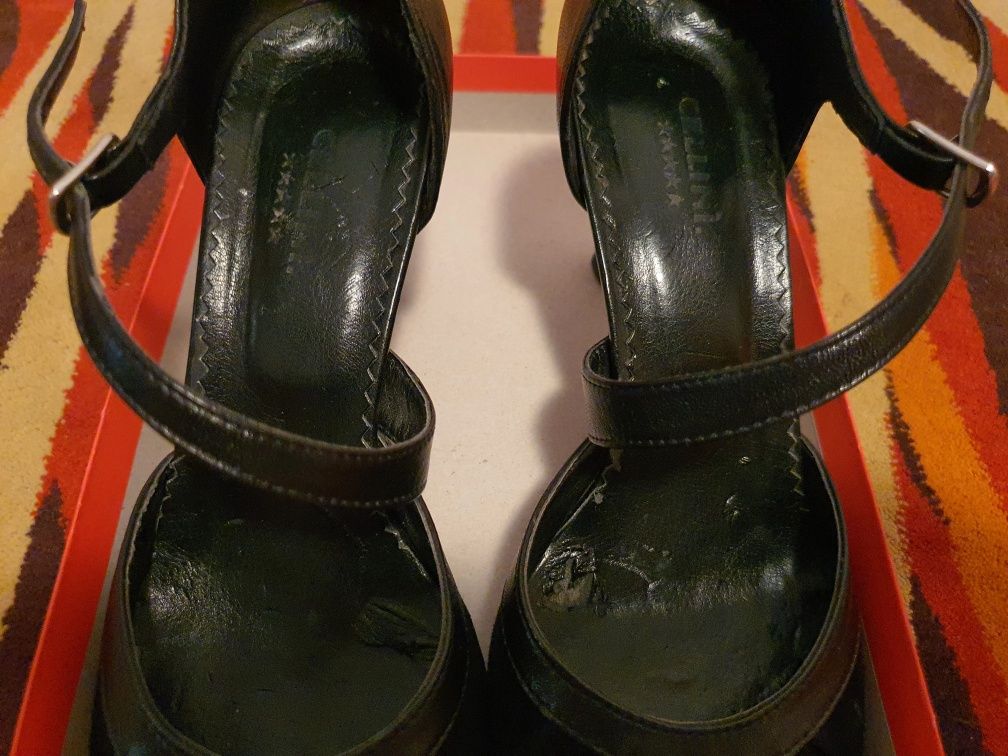 Sandale piele naturala, negru, Cellini, 36