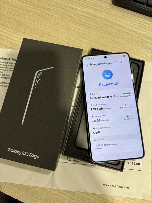 Samsung S25 Edge, 12GB RAM, 256GB, 5G, Titanium Jetblack, Garantie!!!