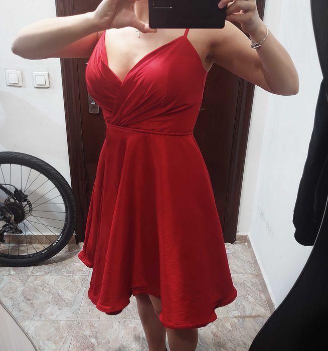 Официална рокля - червена crepe