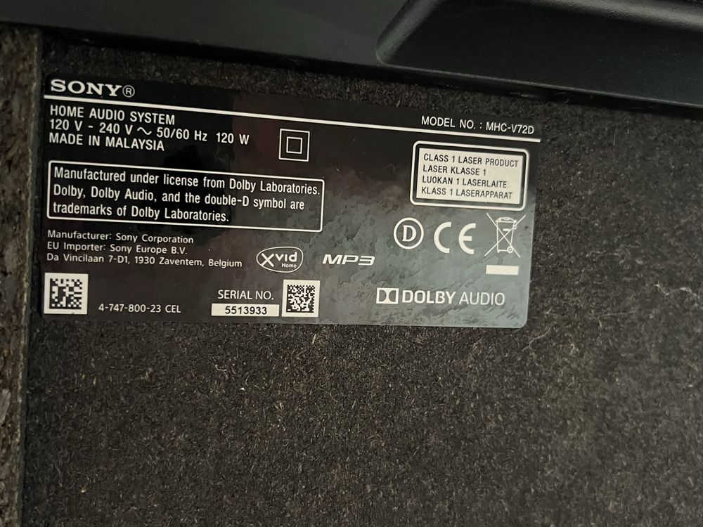 Sony MHC-V72D Дистанционно.