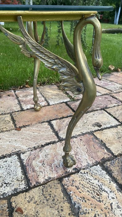 Masa Vintage Bronz Masiv Blat Sticla