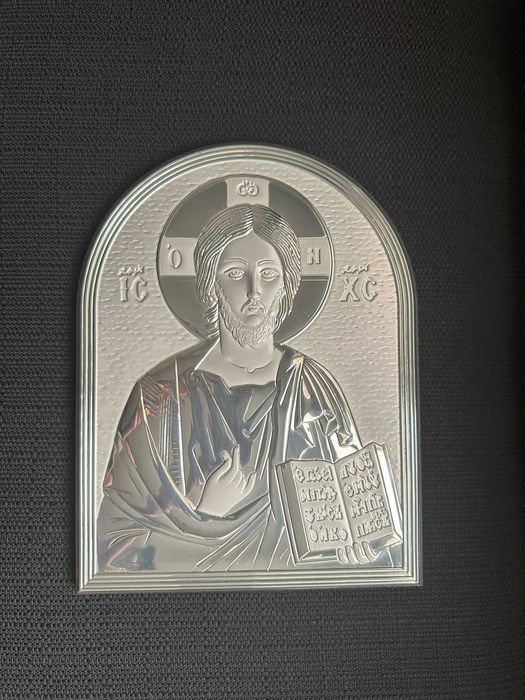 Икона 26 х 20 см. Исус Христос със сребърно покритие