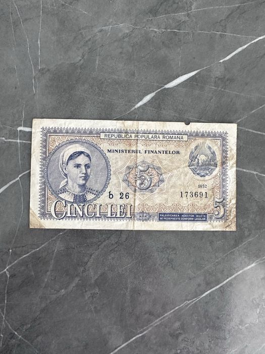 Vand bancnota 5 lei 1952