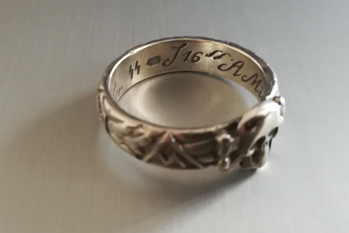 Inel SS totenkopf, honour ring, argint