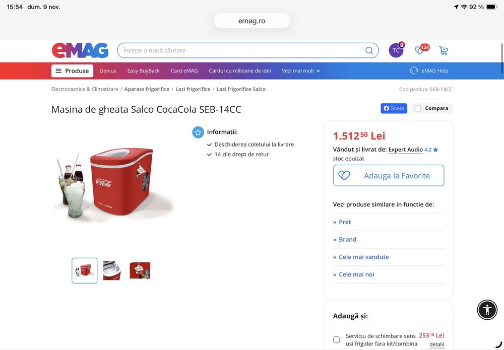 Aparat de facut cuburi de gheta , coca cola