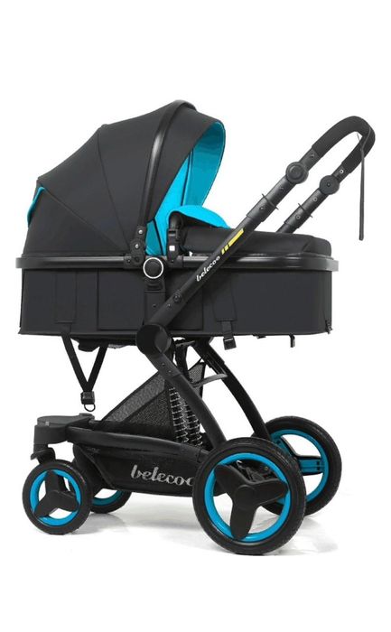 Коляска трансформер Belecoo X6, черный, синий
