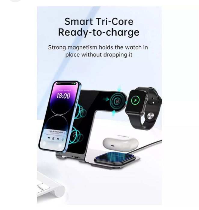 Incarcator Stand Birou Wireless Telefon / Casti / Ceas Iphone Apple