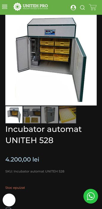 Incubator profesional  528 sau 1056 oua