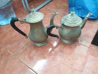 Set 2 ceainice din metal bronz alama colecție vintage din india